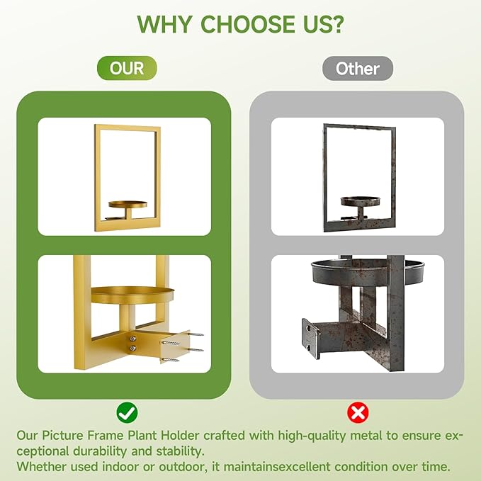 Picture Frame Wall Plant Holder, Metal Window Plant Shelves Plant Holder for Indoor Plants, Hanging Wall Planters Wall-Mounted Plant for Home, Office, and Garden (Gold, 3PCS)