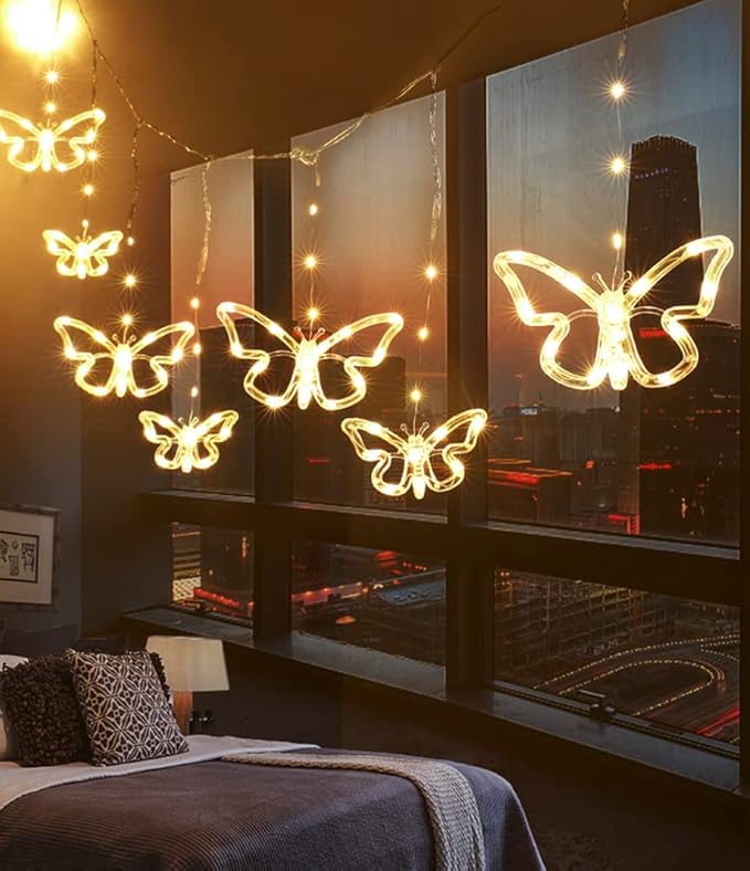 Solar USB String Butterfly Lights Indoor Outdoor 10 LED Fairy Light Decorations for Garden Fence Patio Yard Christmas Tree, Lawn, Patio, Party Decoration (Solar Light)