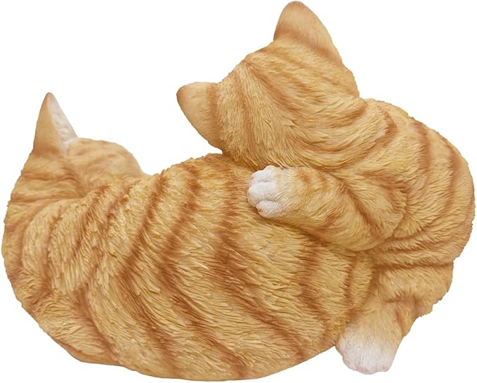 Sleeping Orange Tabbies Mother Cat Garden Statue Decor, Resin Realistic Sculptures Gift for Cat Lovers, Pet Memorial Stones for Loss of Pet, Kitty Figurine Art Decoration for Indoor Outdoor Home