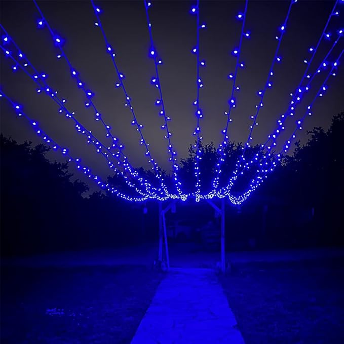 KNONEW 403ft 1000 LED String Lights Outdoor Christmas Light 8 Modes & Timer Fairy Lighting Plug in Waterproof for Xmas Yard Tree Wedding Party Holiday Decorations (Blue)