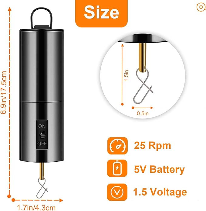 Wind Spinner Motor Hanging Display Motor Battery Operated 20 RPM Rotating Motor Multi-Purposes for Wind Spinner Mobile Yard Decor Hanging Ornaments Outdoor Sculptures-Medium Speed