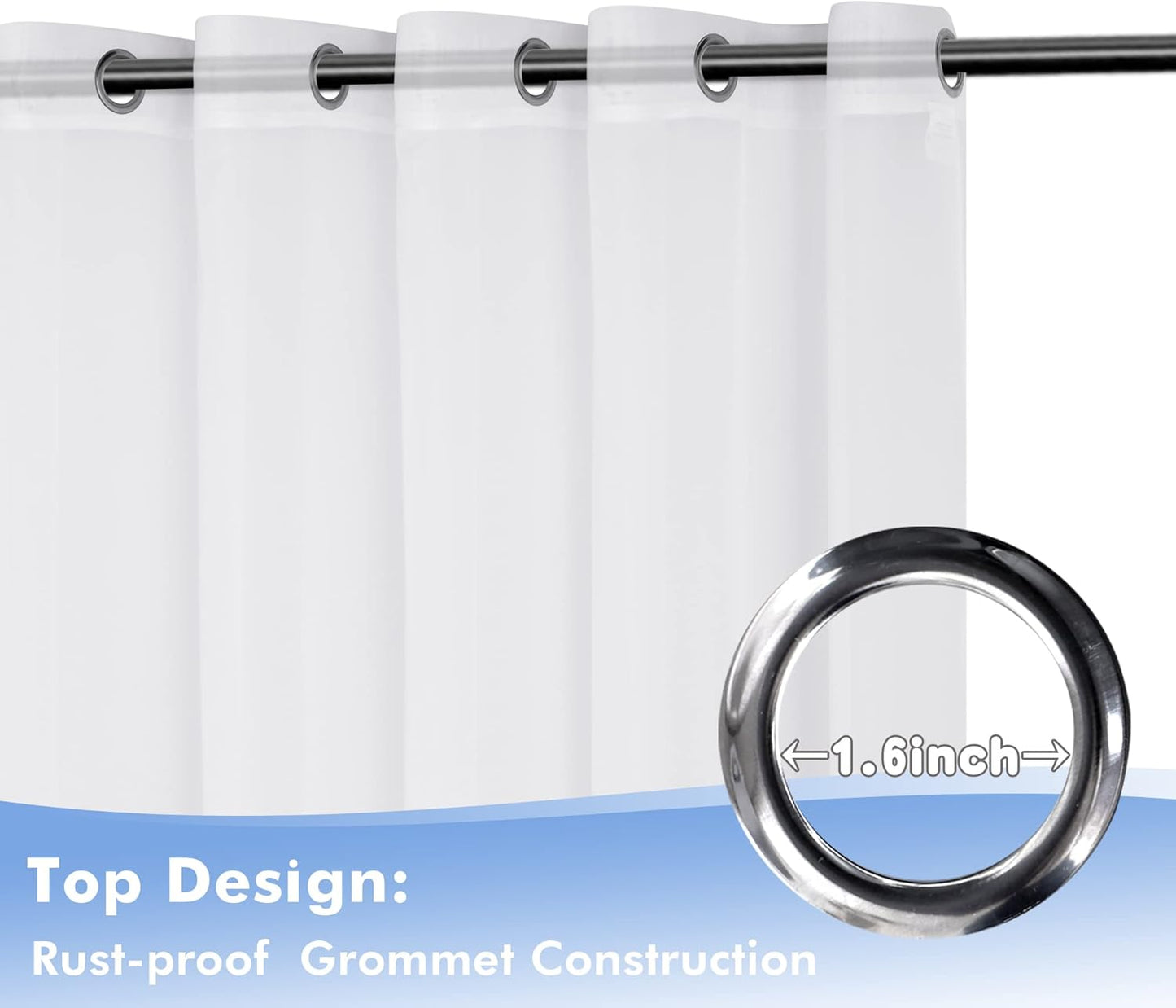 HolidayIdeas White Outdoor Sheer Curtains for Patio Waterproof, 4 Panels - 54 x 84 Inch - Light Filtering Voile Outside Curtains Grommet Drapes for Front Porch, Gazebo, Pergola, Backyard