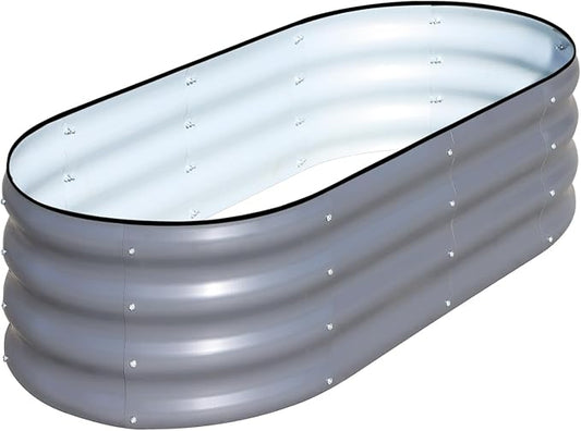 SnugNiture Galvanized Raised Garden Bed, 4x2x1ft Oval Metal Planter Box for Planting Outdoor Plants Vegetables