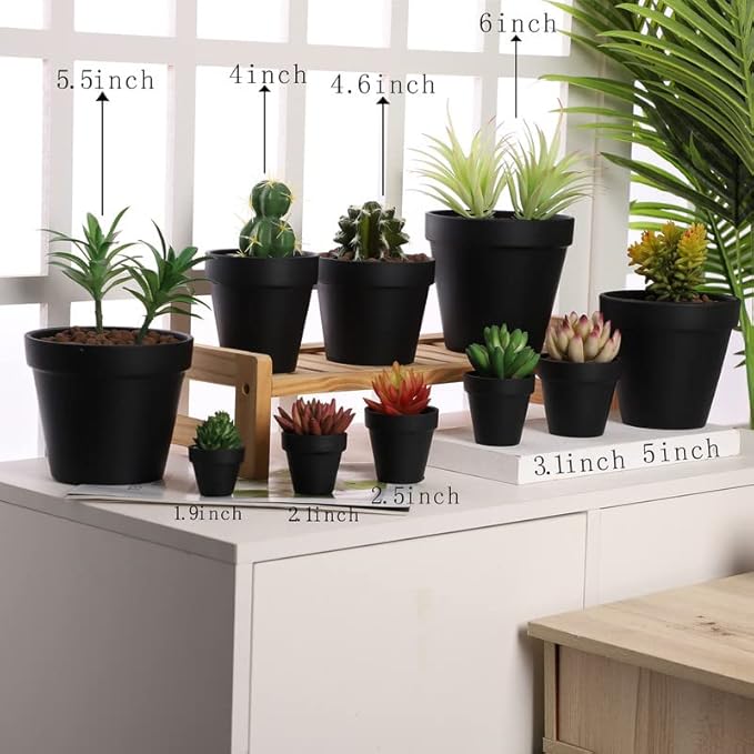 Yishang 36 pcs Small Mini Black Clay Pots, 2.5'' Terracotta Pot Clay Ceramic Pottery Planter,Cactus Flower Terra Cotta Pots,Succulents Nursery Pots,with Drainage Hole,Great for Crafts,Wedding Favor