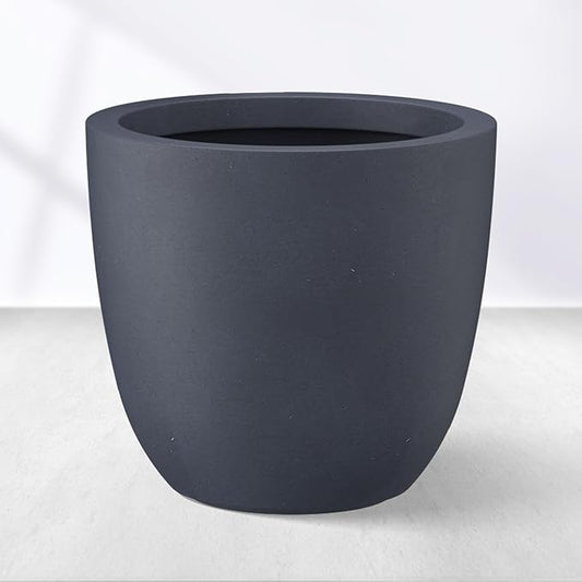 Kante 18 Inch Dia Round Concrete Planter, Indoor Outdoor Large Plant Pot with Drainage Hole and Rubber Plug for Home Patio Garden, Dark Gray