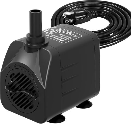 200GPH Submersible Water Pump(750L/H,16W),Ultra Quiet Fountain Pump with 5.2ft. High Lift,Pond Pump for Fish Tank, Pond, Aquarium, Statuary, Hydroponics.