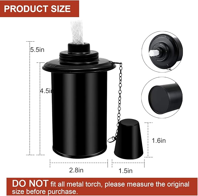 Nonley 8 Pack Torch Canisters 12 oz. Outdoor Torch Replacement Canister Bamboo Torches Refill Canister with Wicks and Covers, Decorative Lighting Torches for Lawn Patio Backyard, DIY Garden Decor