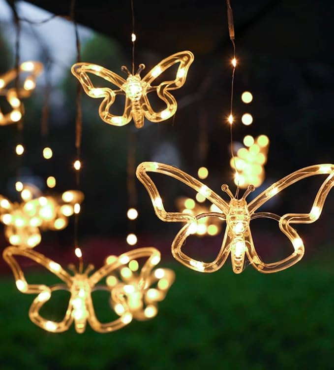 Solar USB String Butterfly Lights Indoor Outdoor 10 LED Fairy Light Decorations for Garden Fence Patio Yard Christmas Tree, Lawn, Patio, Party Decoration (USB Light)