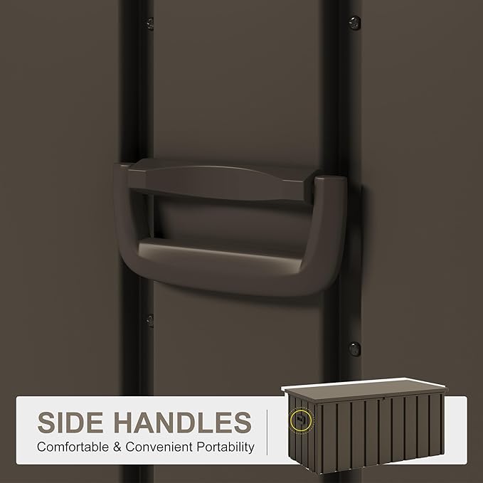 PURPLE LEAF Outdoor Deck Box 100 Gallon Waterproof Lockable Storage Box Container with Lid Deck Organization for Patio Cushions Side Table Pool Accessories Garden Tools, Brown