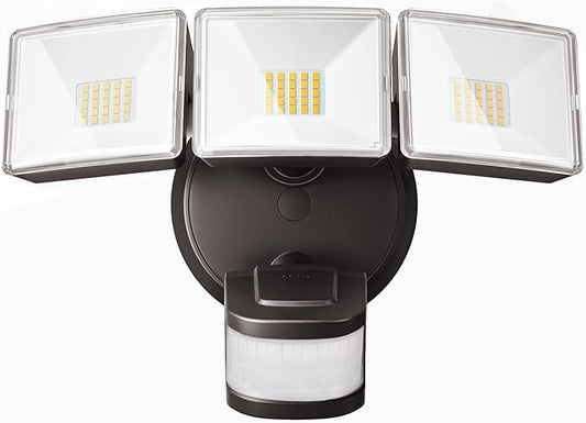 OREiN 4500LM/35W Flood Lights Outdoor, 180°/40FT Motion Sensor Outdoor Lights Dusk to Dawn Security Lights IP65 Waterproof 3 Modes for Outside 4500SQ.FT Front Door, Garage, Bronze (Hardwired)