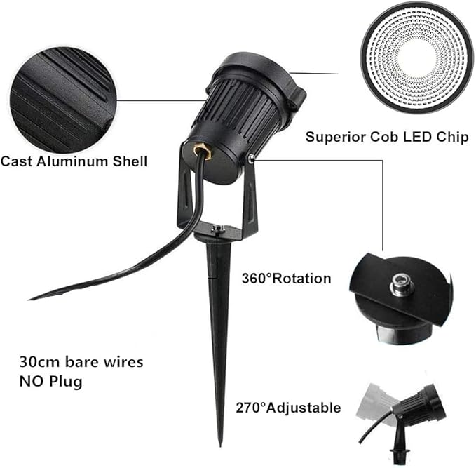 Pack of 2, 12V Low Voltage Outdoor LED Landscape Lights Waterproof Spotlight with Spike Stand for Driveway, Outdoor Lawn Lighting, Flood Garden, Yard (9W RGB)