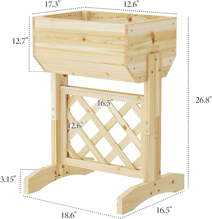 Raised Garden Bed, Standing Vertical Horticulture Planter Box for Backyard, Patio, Balcony, Planter for Flowers Herbs Vegetables for Indoor & Outdoo Decor with Trellis (Natural)