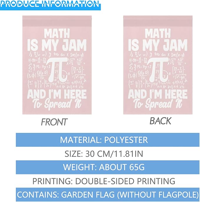 Math Is My Jam And Ims Heres To Spreads Its Seasonal Garden Flag 12x18 Double Sided Funny House Flag for Fall