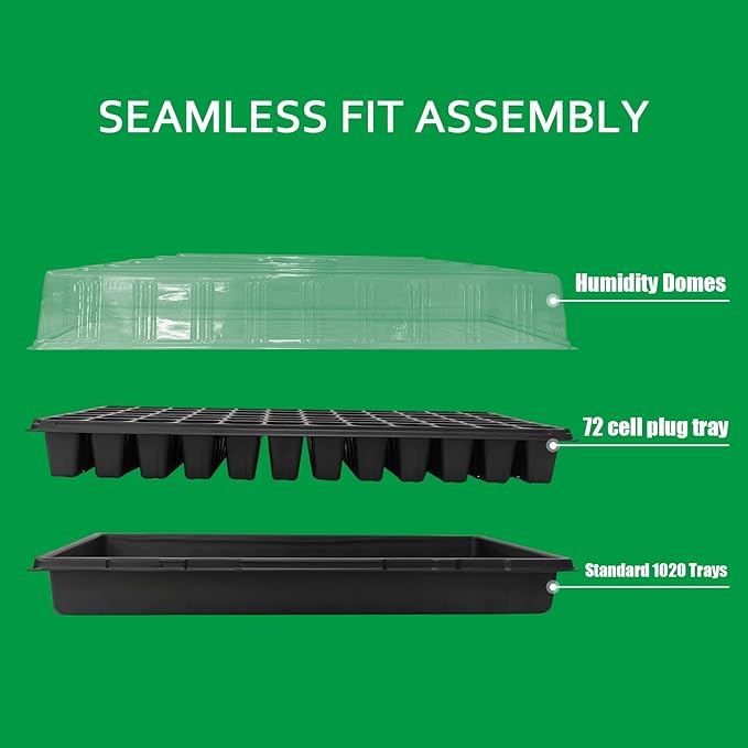 Plant Growing Nursery, Standard 1020 Trays Plastic Seeds Starter Trays Sturdy Self Seedling Tray for Microgreens Indoor Nursery Pots (10-Pack, 21.6"×11.2", 2.52" Deep, no Holes)