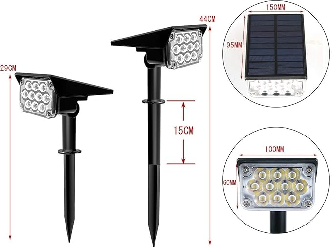 2W Solar Spotlights,T-SUNUS IP65 Waterproof Outdoor Solar Lights Landscape Lighting Wall Light Auto On/ Off with 2 Green Dual Spot Headlamp for Tree,Patio, Yard, Garden