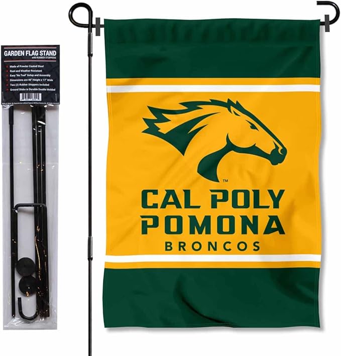 College Flags & Banners Co. Cal Poly Pomona Broncos Garden Flag with Stand Holder