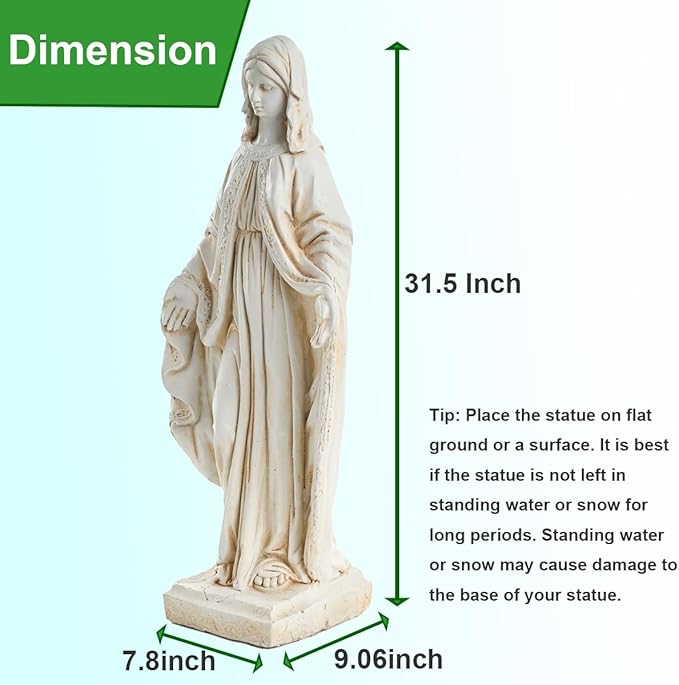 Virgin Mary Statue, Outdoor Garden Religious Decorations, Outdoor Mother Mary Statue, Garden Sculptures & Statues for Home Yard Patio Lawn Deck Hallway