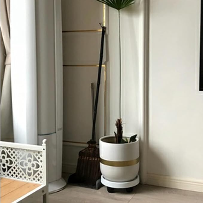 WanderingDonkey 2 Pack of 9.8 Inch Heavy Duty Plant Caddy with Wheels,Rolling Plant Stand Pot Trolley, Potted Flower Mover Dolly with Casters Round Coaster for Indoor Outdoor, Brown