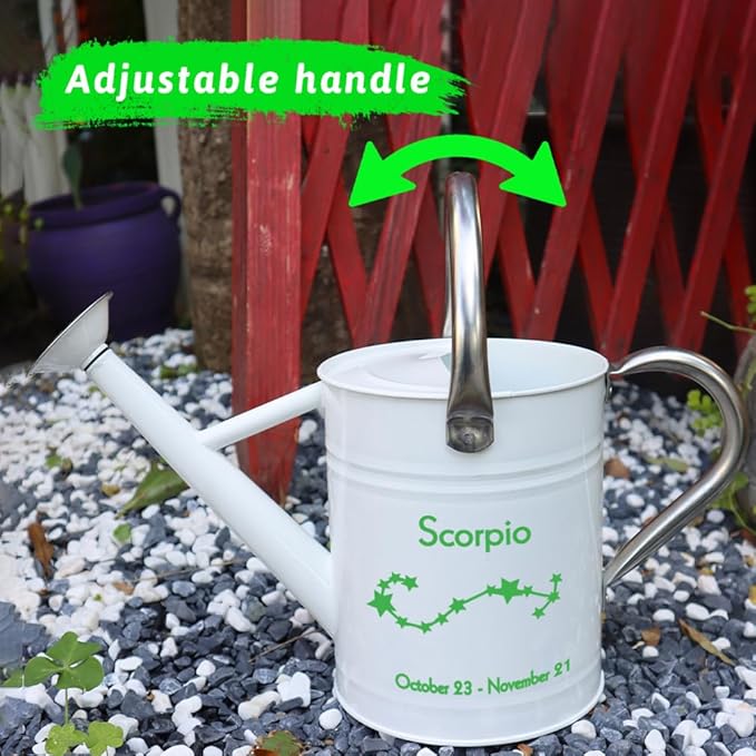 Metal Watering Can for Outdoor and Indoor Plants, Watering Can Decor, 1 Gallon (Scorpio)