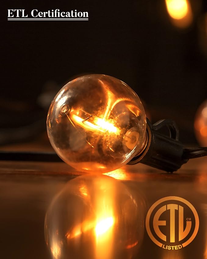 Lightdot 200FT Outdoor String Lights, LED Bistro String Lights with Shatterproof G40 Vintage Bulbs, 2200K Dimmable, Waterproof Hanging Lights for Porch, Deck, Garden, Backyard, Balcony - ETL Listed