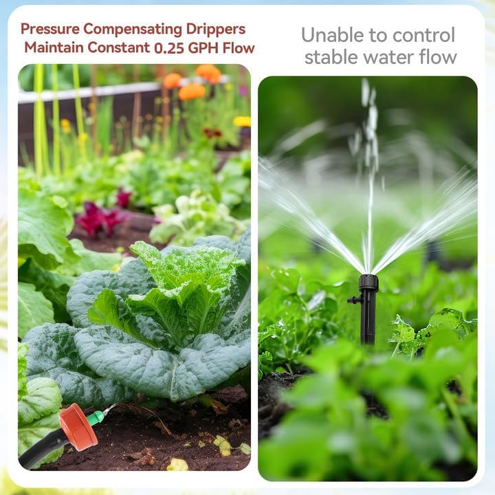 200Pcs 0.25 GPH Pressure Compensating Irrigation Spot Drippers,Constant Flow Barb Outlet Watering Dripper Emitters Heads Parts for 1/4 Inch Watering Tubing Line for Garden Pots Plant Irrigation System