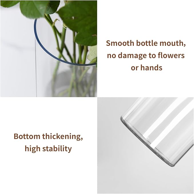 Clear Flower Vase, Non-breakable Vases, 5" W x 8" H, Acrylic Vase, Aesthetic Room Decor Cylindrical Modern Flower Vases for Table Centerpiece, Home Decor, Women Floral Arrangement Gift