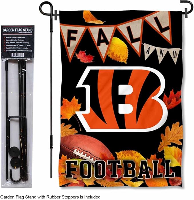 WinCraft Bengals Fall Seasonal Garden Flag and Flagpole Mount