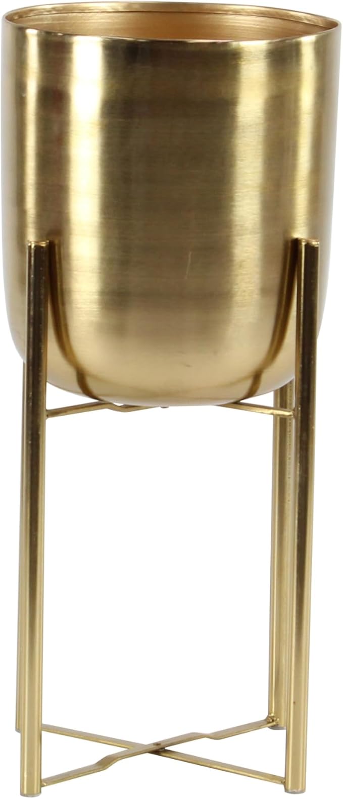 CosmoLiving by Cosmopolitan Metal Indoor Outdoor Planter Dome Large Planter Pot with Removable Stand, Set of 2 Planters 19", 22"H, Gold