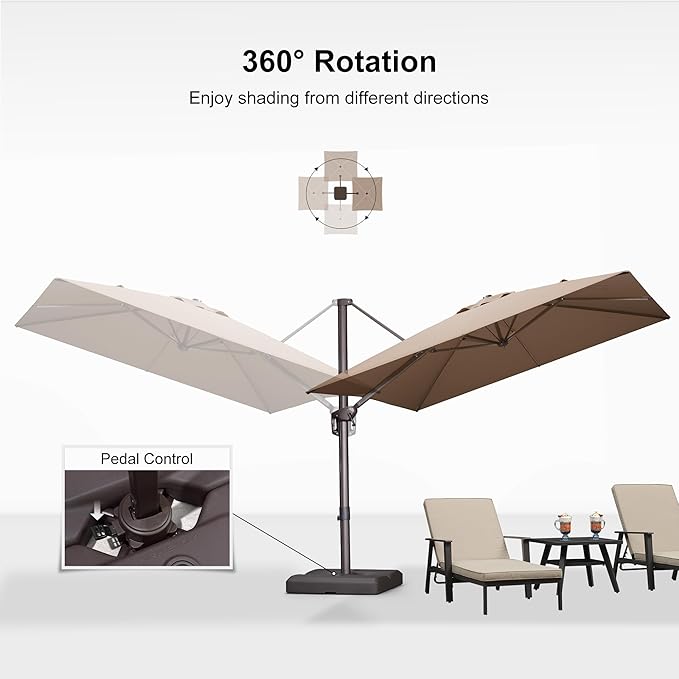 PURPLE LEAF 9 Feet Patio Umbrella Square Cantilever Umbrella Outdoor with 360° Rotation and Aluminum Offset Hanging for Pool Deck Garden Backyard, Taupe