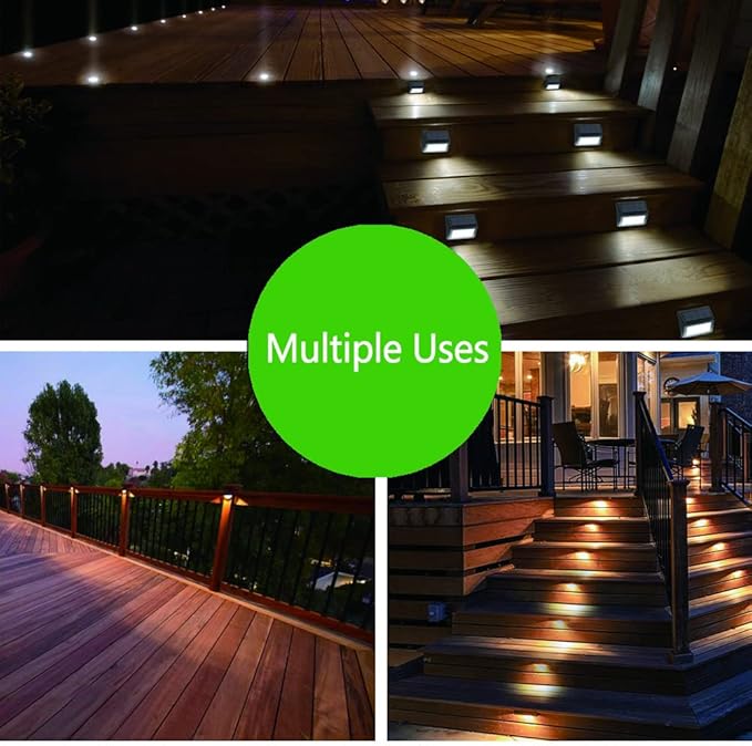 Solar Lights Outdoor, Waterproof Solar Powered Deck Step Lights for Patio Garden Backyard Garage Driveway Pathway Outside Wall Lighting (Cool White/2 Pack)