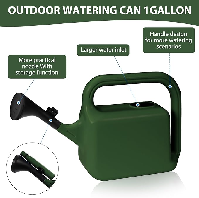 Outdoor Watering Can for Plants Indoor Watering Can for Houseplants 3/4 Gallon 3L (Green)