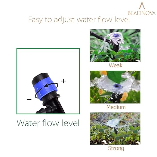 BEADNOVA Drip Irrigation Spray Emitters 50pcs Drip Emitters for 1/4 Inch with Straight Coupling Full Circle Micro Sprinkler Adjustable Irrigation Drippers for Drip Irrigation Parts Garden Patio Lawn