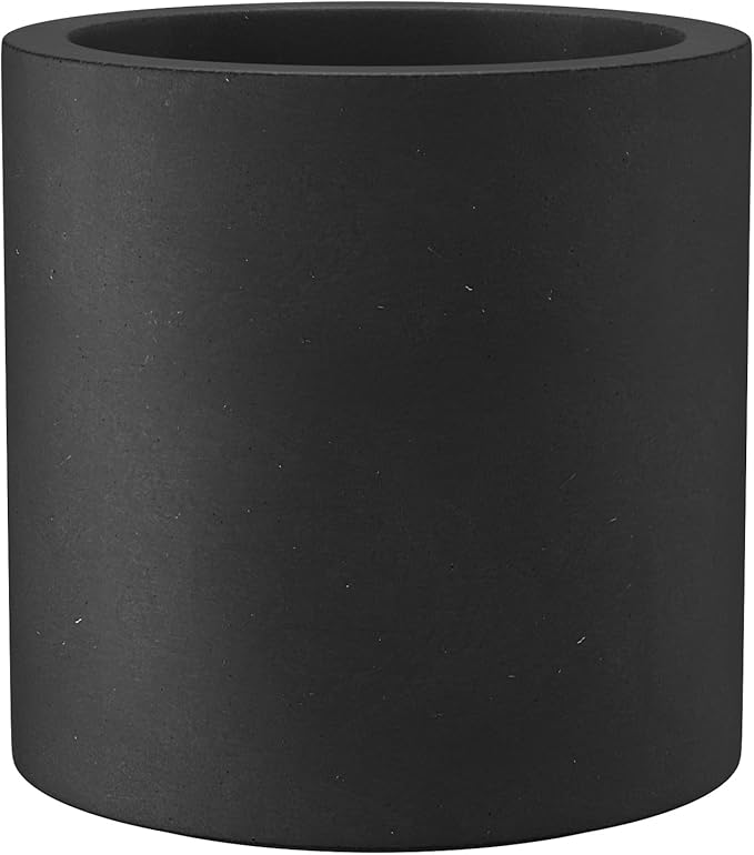 Kante 15.7" Dia Round Concrete Planter, Modern Style Large Cylindrical Plant Pot with Drainage Hole and Rubber Plug for Indoor Outdoor Patio, Black