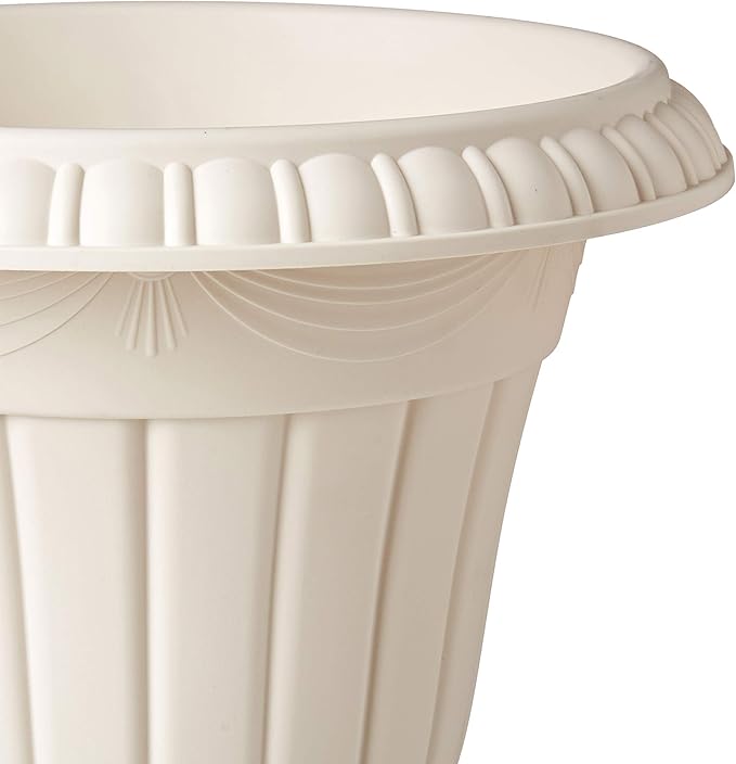 PL00BG Classic Traditional Plastic Urn Planter Indoor/Outdoor, 16" x 18", Beige