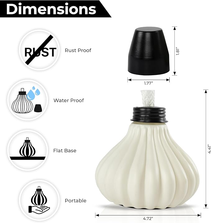 Deco Window Pack of 4 Table Torch for Indoor Outdoor Citronella Oil Tabletop Ceramic Lamp Landscape Multicolored Lantern with Fiberglass Wick & Cap for Garden Patio Yard Party Decor Light