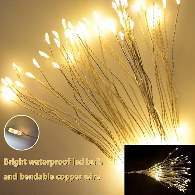 FOOING 4 Pack Firework Lights Led Copper Wire Star String Lights 8 Modes Battery Operated Fairy Lights with Remote,Wedding Decorative Hanging Lights for Party Patio Garden Decoration