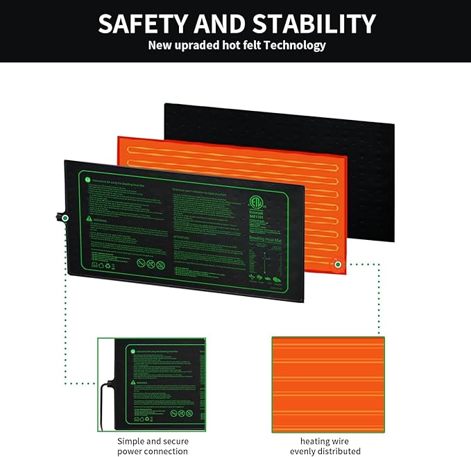 20"x 10" Seedling Heat Mat with Digital Thermostat Combo Set,ETL Certified and Durable Waterproof Warm Hydroponic Heat Mat for Germination,Indoor Gardening,Brewing and Greenhouses
