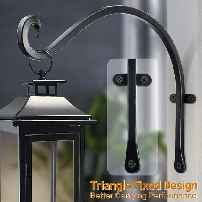 Hanging Plant Brackets Outdoor: 12-Inch Hanging Plant Hangers Wall Hooks - Wall Mount Brackets for Bird Feeder Flower Baskets Black