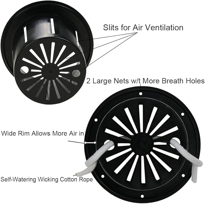 MUZHI Orchid Pot with Slotted Mesh and Holes, Plastic Round Self Watering Planter for Indoor Plants,Flowers,Herbs 3sets and 2sizes, White 7 inch