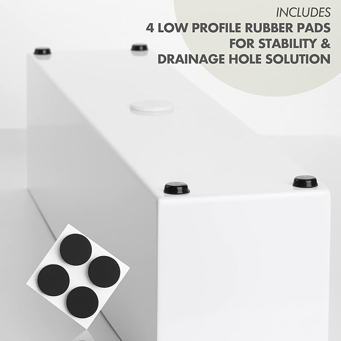 DR&Co Modern Rectangle Planter Box - 32" Metal Planter Ideal for Long Succulent, Rectangular Box for Table or Window Sill, Trough for Indoor Window, White