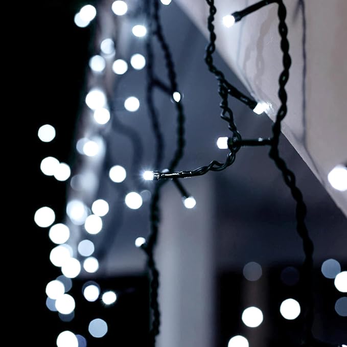 Solar String Lights for Outside,50ft Solar Lights Outdoor Waterproof 100 Led Solar Fairy Lights 8 Lighting Mode Solar String Lights Idea for Garden,Courtyards,Trees(Cool White)