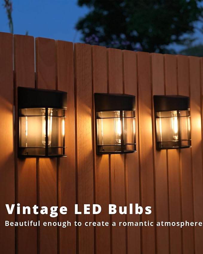 Solar Fence Lights, 12 Pack Waterproof Solar Lights Outdoor, Outdoor Solar Lights for Fence Garden Yard Step Deck Stairs