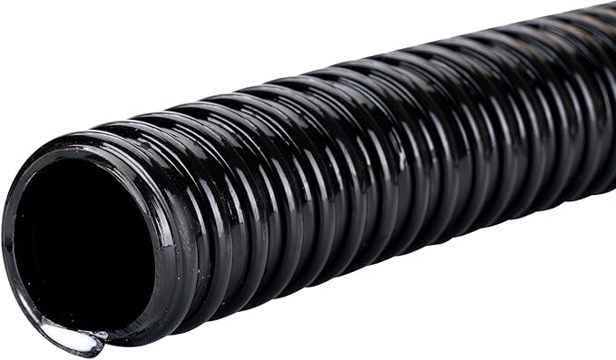 Pond Hose ID 1-1/4” × 50ft Black Corrugated Flexible Reinforced PVC Hose Vinyl Tubing for Pond Pump Fountain Garden Waterfall, Non-toxic & Kinkproof, with 2 clamps