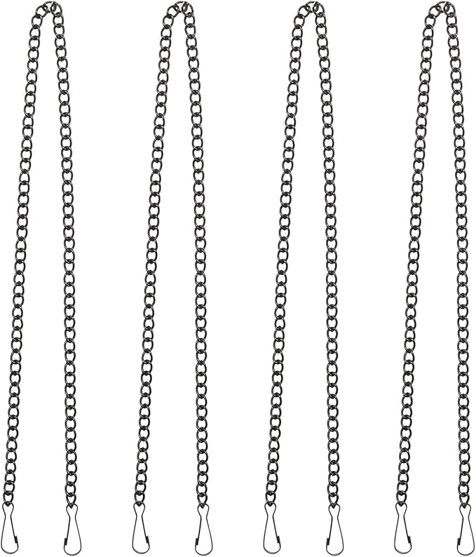 20 Inch Stained Glass Window Hanging Chain Picture Hanging Chain Sunshine Catcher Black Metal Nickel Plating Stained Glass Window Panels Chains 4 Pcs