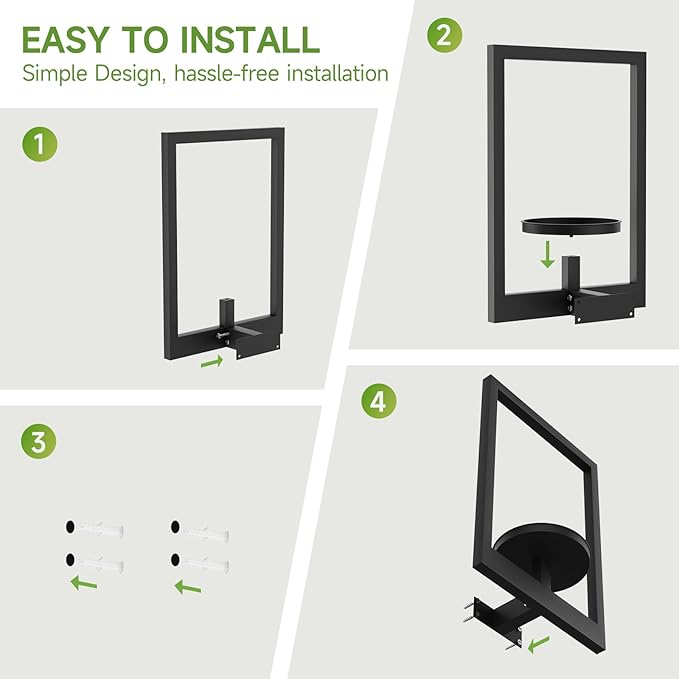 Picture Frame Wall Plant Holder, Metal Window Plant Shelves Plant Holder for Indoor Plants, Hanging Wall Planters Wall-Mounted Plant for Home, Office, and Garden (Black, 2PCS)