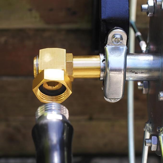 Garden Hose Reel Replacement Fitting,Brass 3/4"GHT Female to 1/2"NPT Male Swivel Elbow adapter (4.72 inches in length 2 piece)