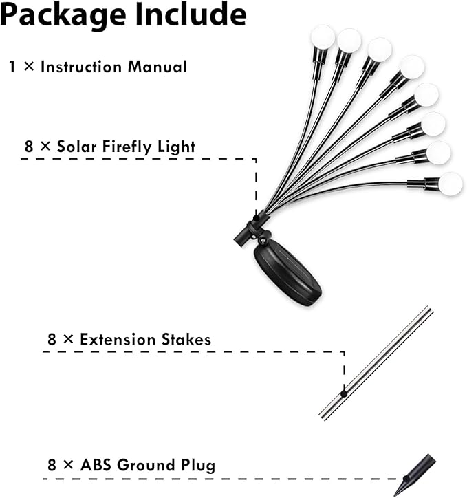 2025 Solar Lights Outdoor Waterproof , 8 Pack Solar Garden Lights, Solar Firefly Lights Outdoor Waterproof, Solar Twinkle Swaying Fairy Light for Yard Patio Pathway Garden Decoration (Cold White)