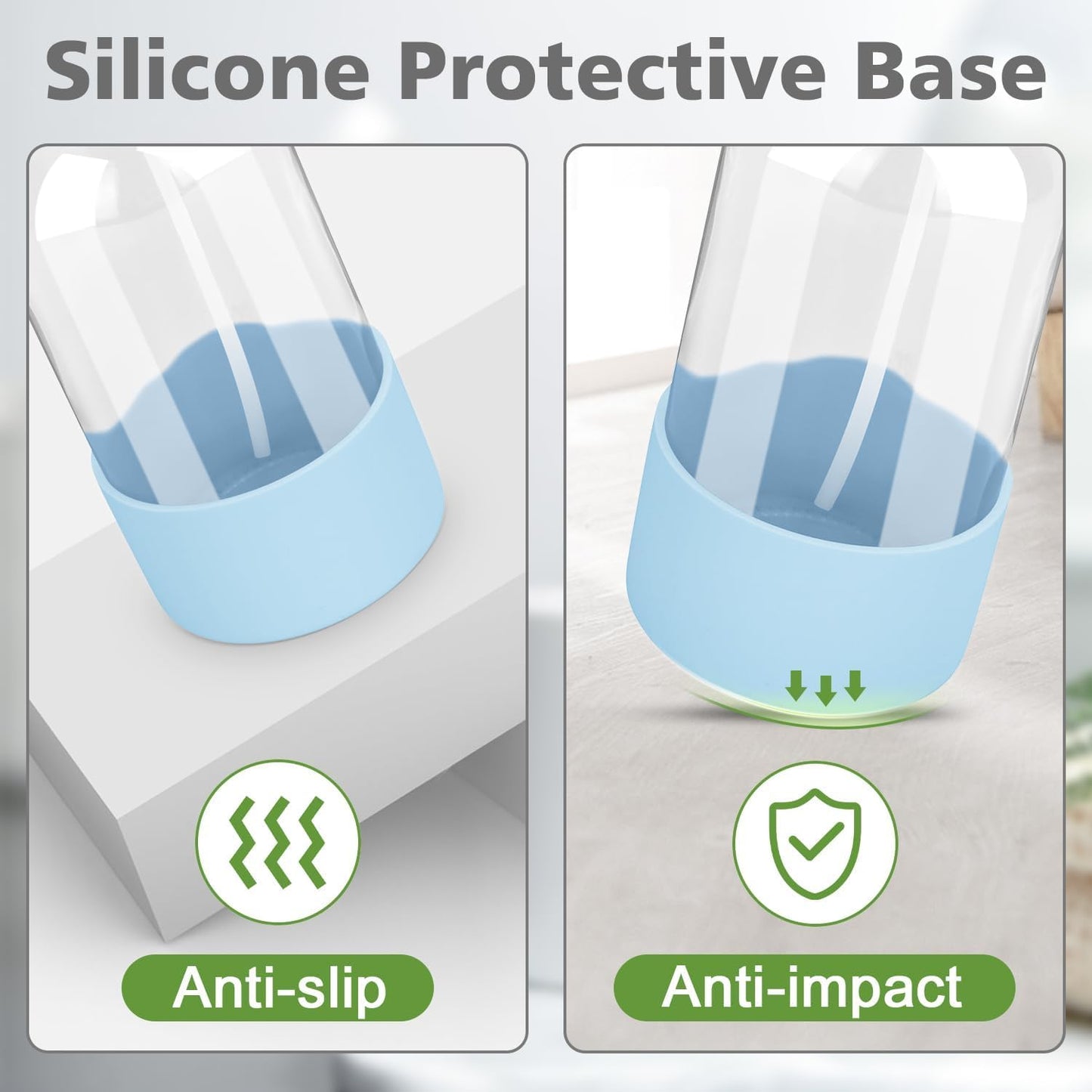 Glass Spray Bottles with Silicone Sleeve Protection, Empty 16 oz Refillable Containers, Reusable Spray Bottles with Adjustable Nozzle for Hair, Cleaning Solutions, 3 Pack Grey&Blue&Purple