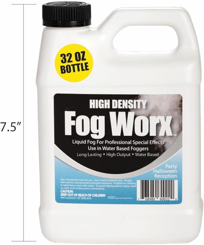 FogWorx Extreme High Density Fog Juice - Quart – 32 Fluid Ounces of Long Lasting, High Output, Odorless Water Based Machine Fluid for 400 to 1500 Watt Machines