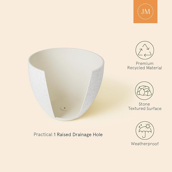 LA JOLIE MUSE 14.2/11.3/8.6 Inch Planters,Indoor/Outdoor White Planters Set of 3,Plant Container with Drain Holes,Flower Pots for Patio and Deck